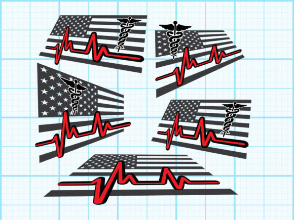USA Medical Nurse Red Line Graphics Crafts